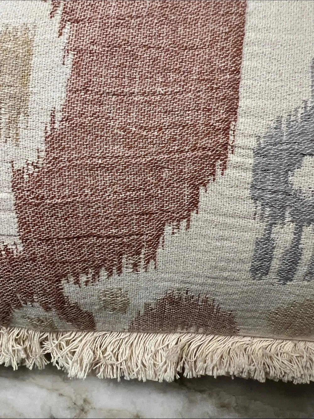 Ikat-Style Pillow by Devi Designs, feather & down insert, zipper closure 16 x 26